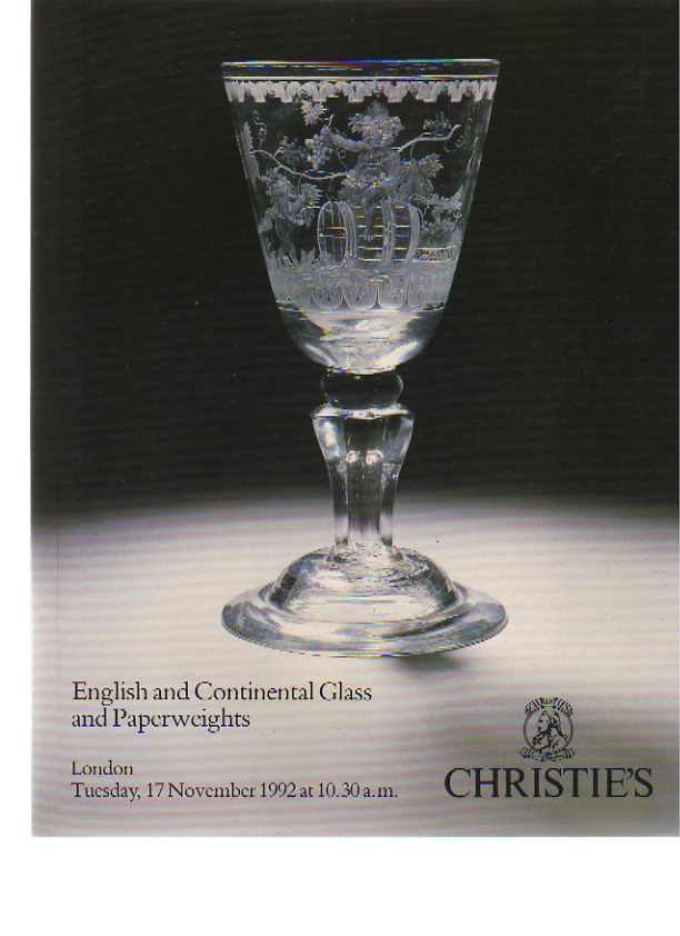 Christies 1992 English & Continental Glass & Paperweights - Click Image to Close