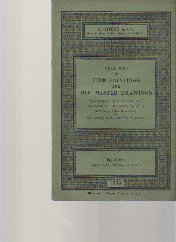 Sothebys April 1939 Fine Paintings & Old Master Drawings (Digital only)