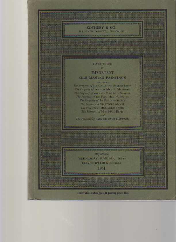 Sothebys June 1961 Important Old Master Paintings (Digital only)