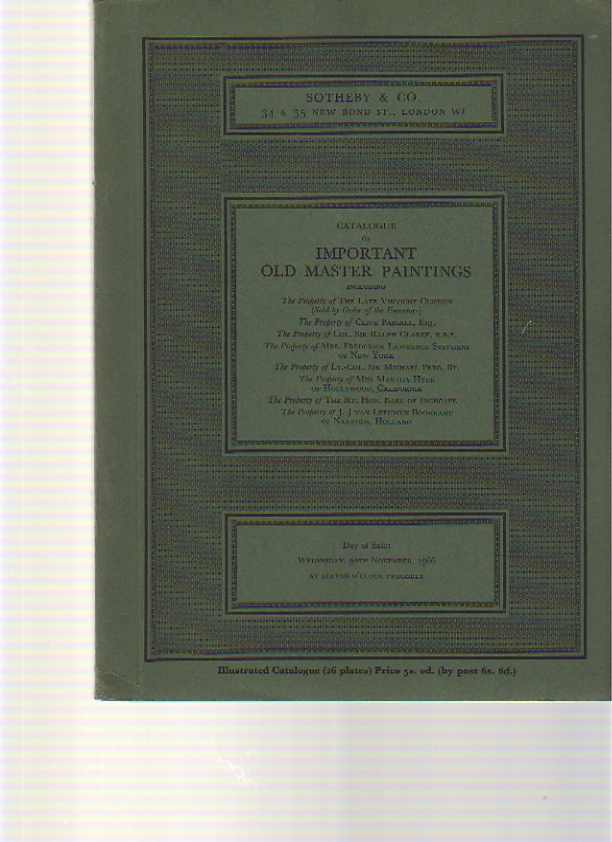 Sothebys November 1966 Important Old Master Paintings (Digital only)