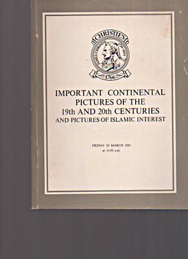 Christies 1981 Continental & Islamic Pictures 19th, 20th Century