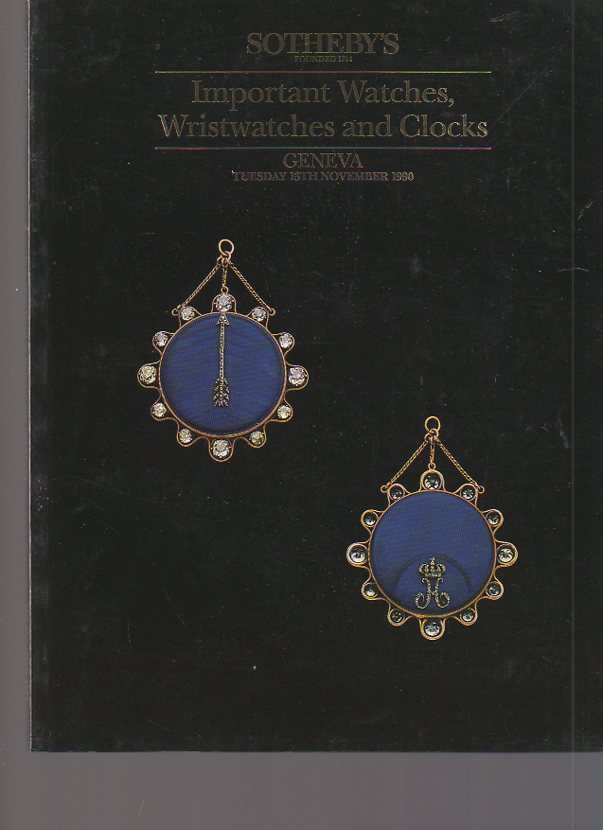 Sothebys 1990 Important Watches, Wristwatches & Clocks