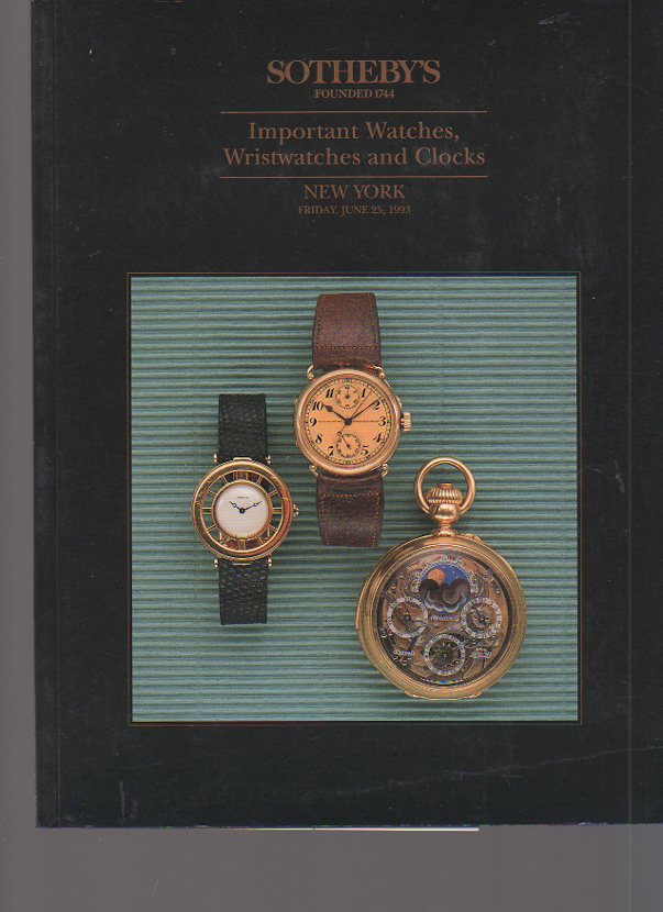 Sothebys June 1993 Important Watches, Wristwatches & Clocks