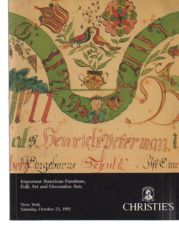 Christies October 1993 Important American Furniture, Folk Art etc