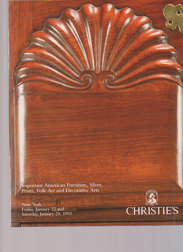 Christies 1993 Important American Furniture, Silver, Folk Art - Click Image to Close