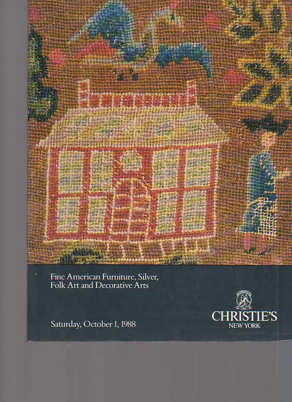 Christies 1988 Fine American Furniture, Silver, Folk Art - Click Image to Close