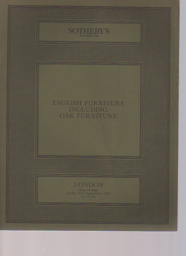 Sotherbys 1985 English Furniture and Oak Furniture