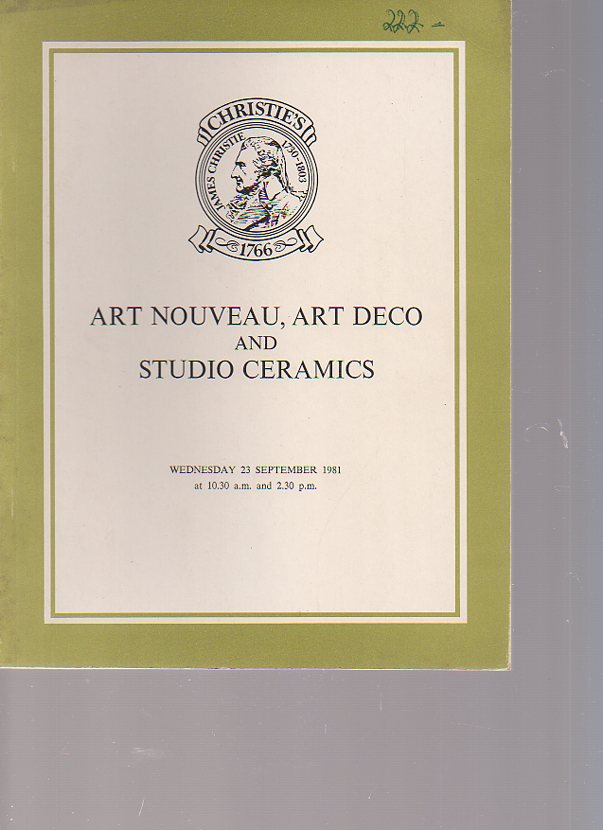 Christies September 1981 Art Nouveau, Art Deco & Studio Ceramics