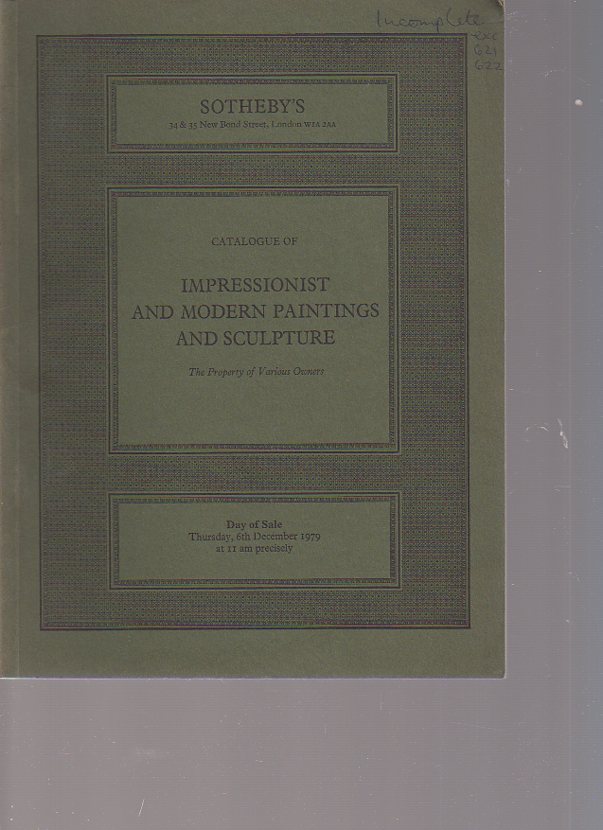 Sothebys 1979 Impressionist & Modern Paintings