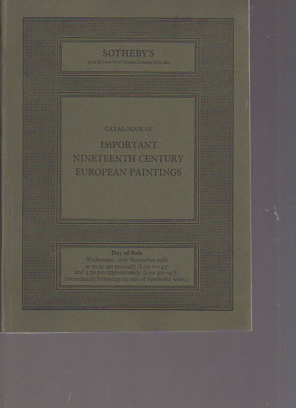 Sothebys November 1980 Important 19th Century European Paintings