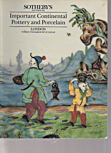 Sothebys 1987 Important Continental Pottery & Porcelain