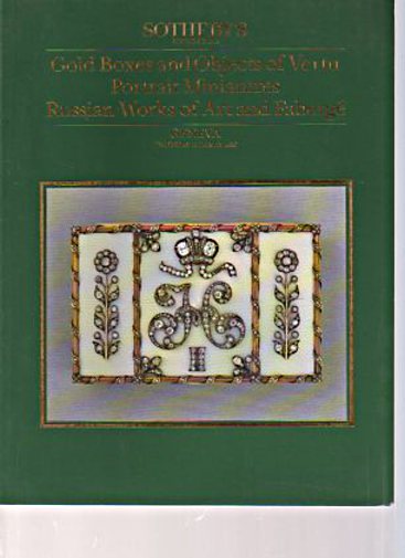 Sothebys 1986 Gold Boxes Portrait Miniatures Faberge etc