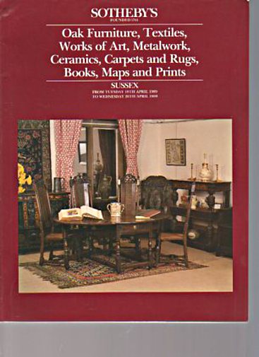 Sothebys 1989 Oak Furniture, Metalwork, Carpets, Ceramics
