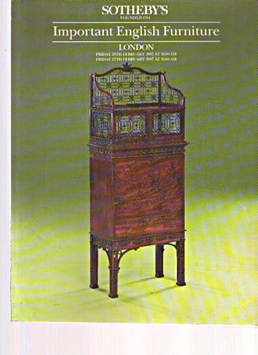 Sothebys February 1987 Important English Furniture