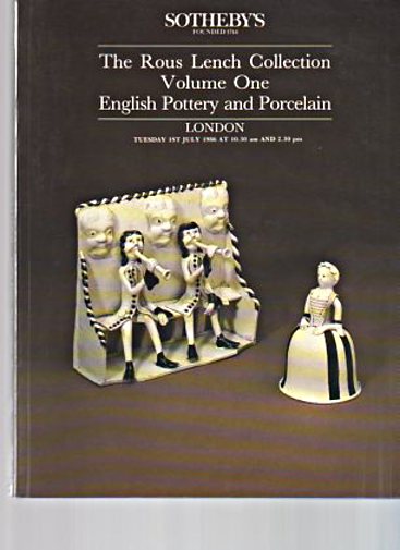 Sothebys 1986 Rous Lench Collection English Pottery & Porcelain