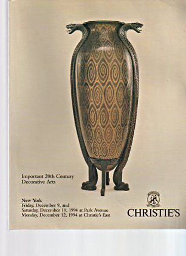 Christies December 1994 Important 20th C Decorative Arts , Deco (Digital Only)