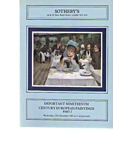 Sothebys 1981 Important 19th Century European Paintings Part I