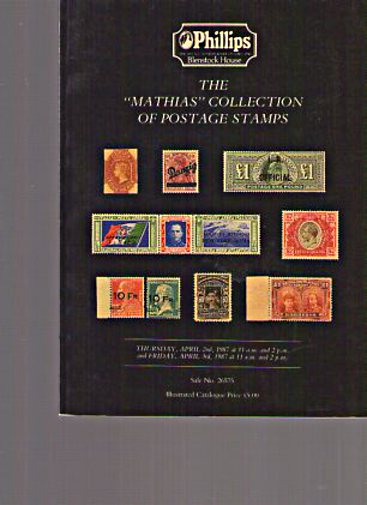 Phillips 1987 Mathias Collection Postage Stamps