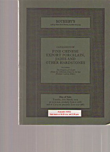 Sothebys 1979 Fine Chinese Export Porcelain, Jades, etc