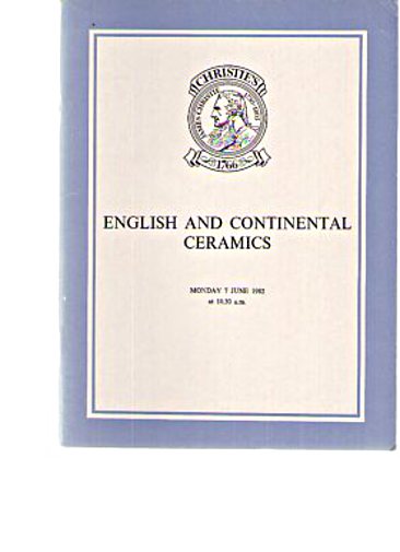 Christies June 1982 English and Continental Ceramics