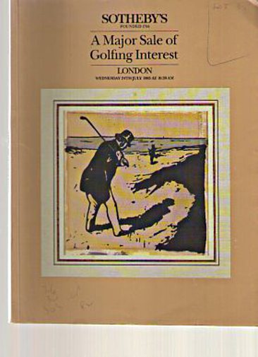 Sothebys 1985 A Major Sale of Golfing Interest - Click Image to Close