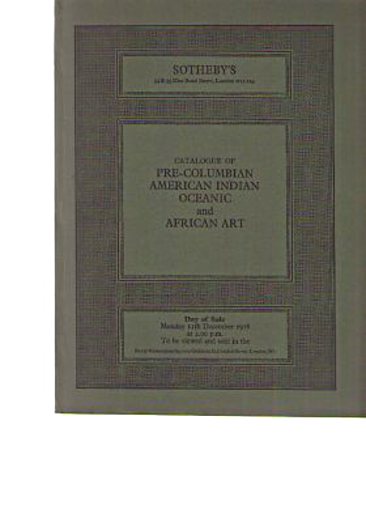 Sothebys 1978 Pre-Columbian, Oceanic, American Indian & African Art