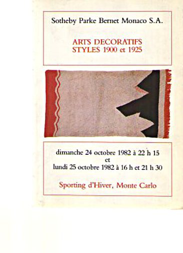 Sothebys 1982 Arts Decoratifs styles 1900 et 1925