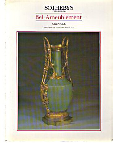 Sothebys November 1986 Fine French Furniture & Works of Art - Click Image to Close