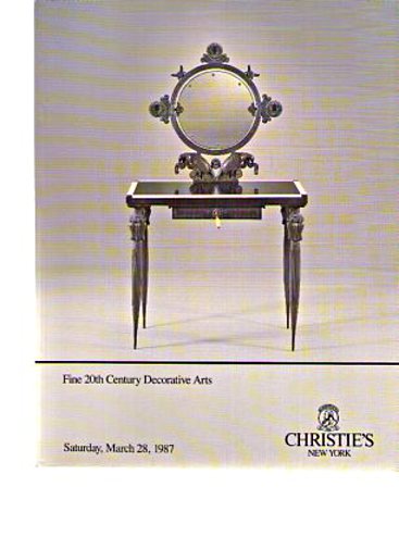 Christies 1987 Fine 20th C Decorative Arts, Art Deco