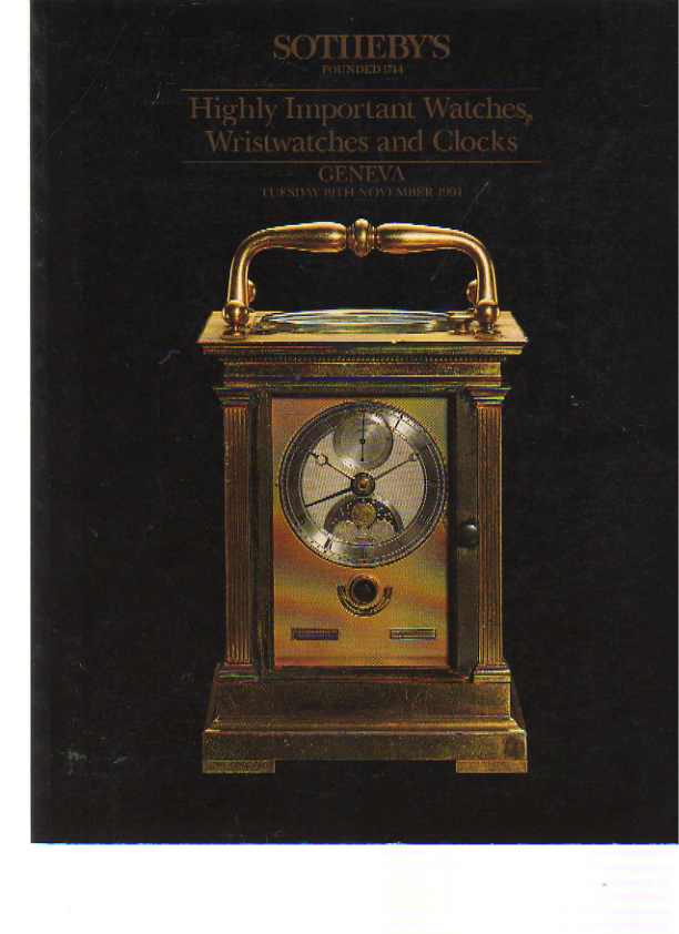 Sothebys 1991 Important Watches & Wristwatches Clocks - Click Image to Close