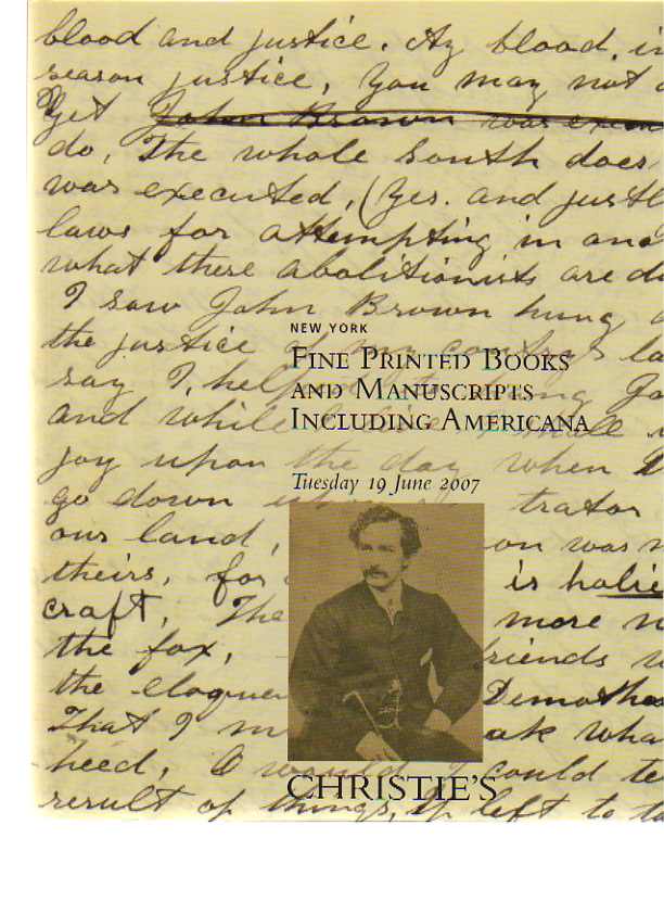 Christies 2007 Fine Printed Books including Americana