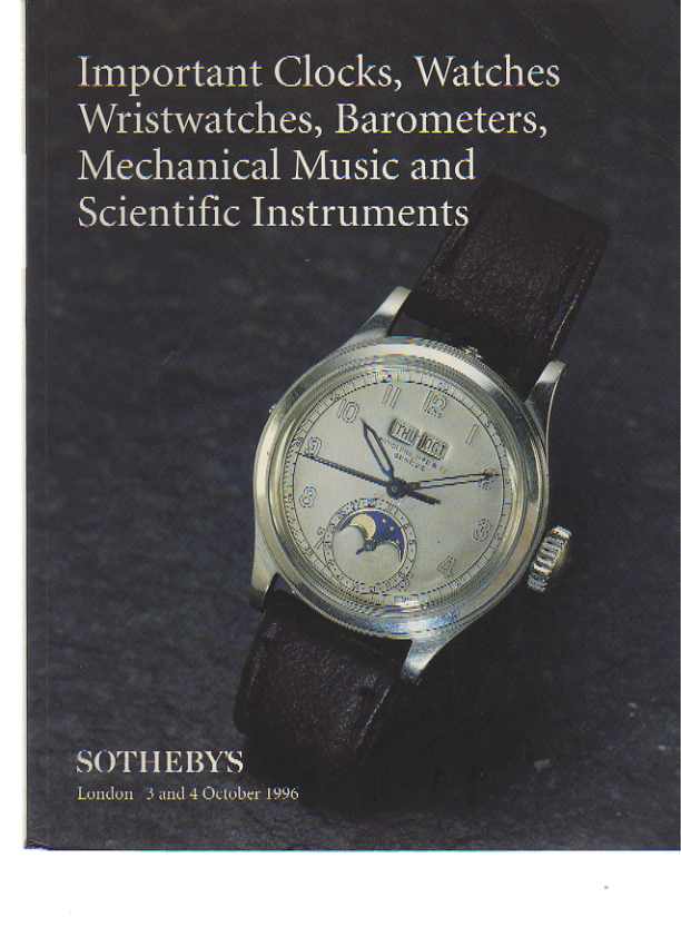 Sothebys 1996 Important Clocks, Watches, Scientific Instruments