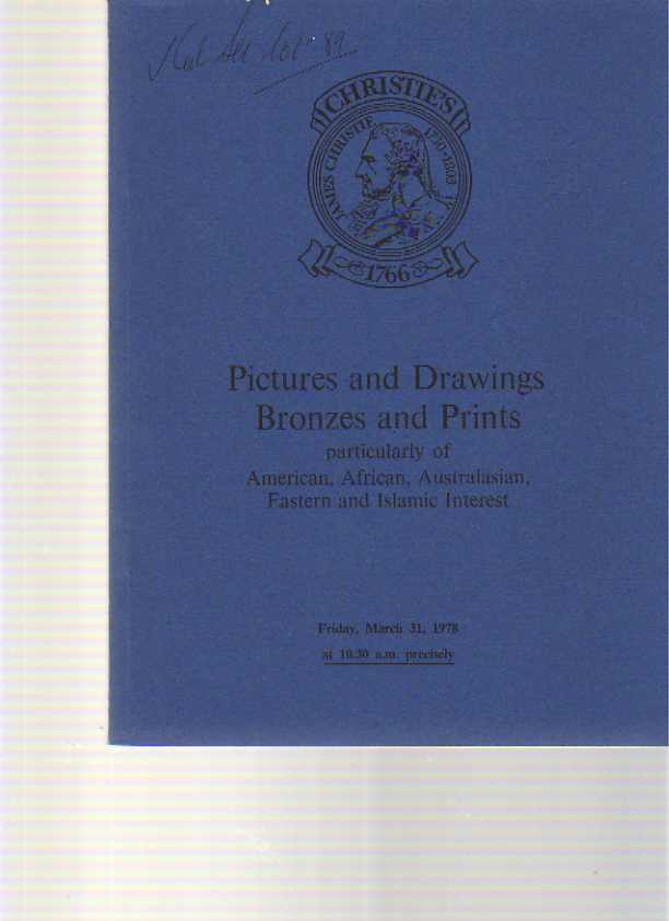 Christies 1978 Pictures Bronzes of American Australian interest - Click Image to Close