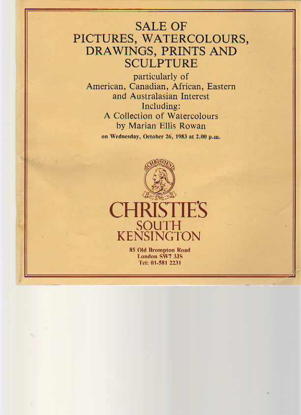 Christies 1983 Pictures, Watercolours inc Marian Ellis Rowan