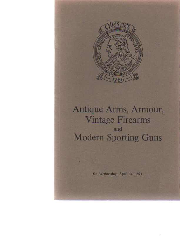 Christies 1971 Antique Arms and Armour, Modern Sporting Guns - Click Image to Close