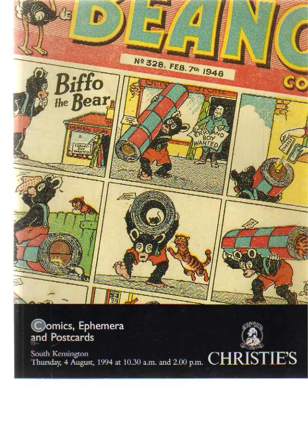 Christies 1994 Comics, Ephemera & Postcards