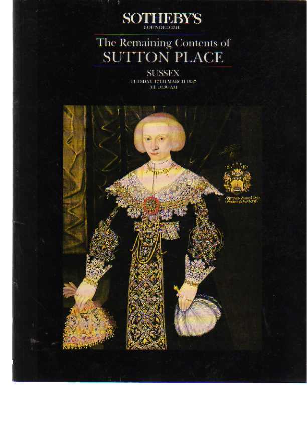 Sothebys 1987 Contents Sutton Place (early furniture)