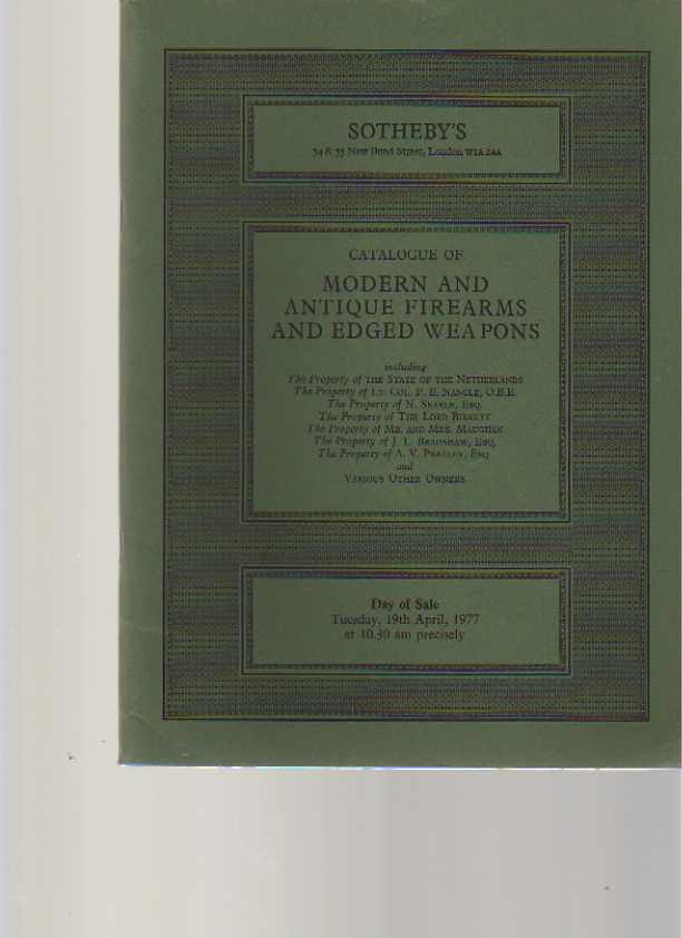 Sothebys 1977 Modern & Antique Firearms, Edged Weapons