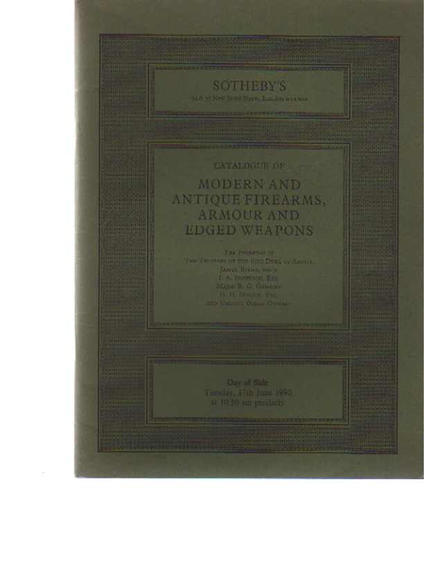 Sothebys 1980 Modern & Antique Firearms, Armour Edged Weapons