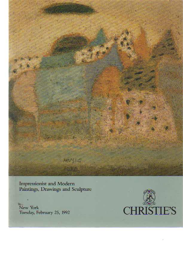 Christies February 1992 Impressionist & Modern Paintings & Sculpture