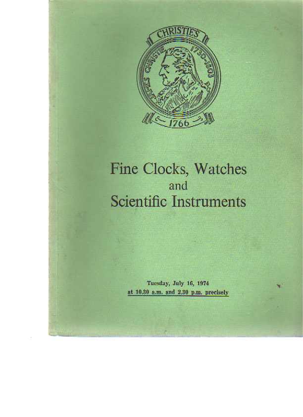 Christies July 1974 Clocks, Watches & Scientific Instruments