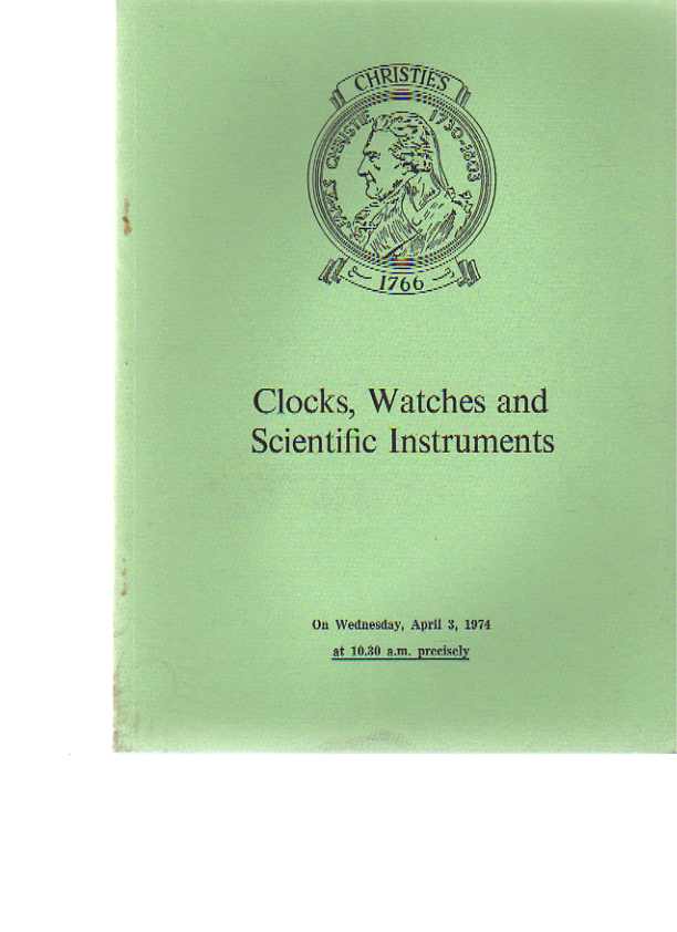 Christies 1974 Clocks, Watches & Scientific Instruments