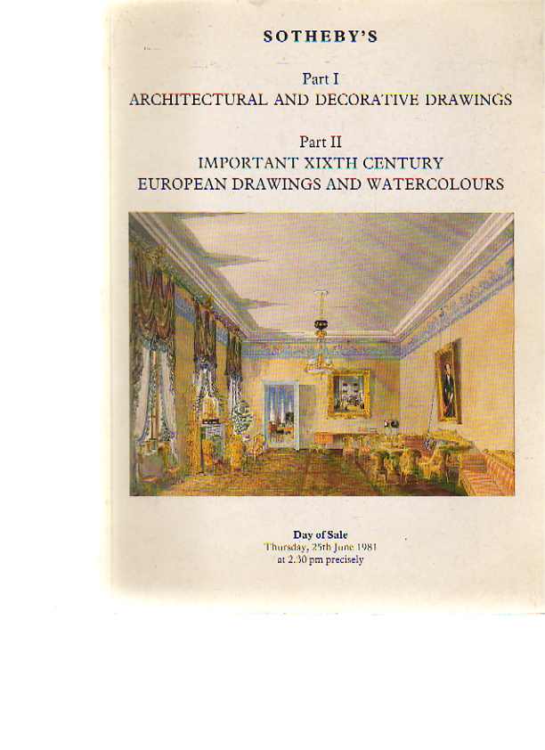 Sothebys 1981 Architectural & Decorative Drawings - Click Image to Close