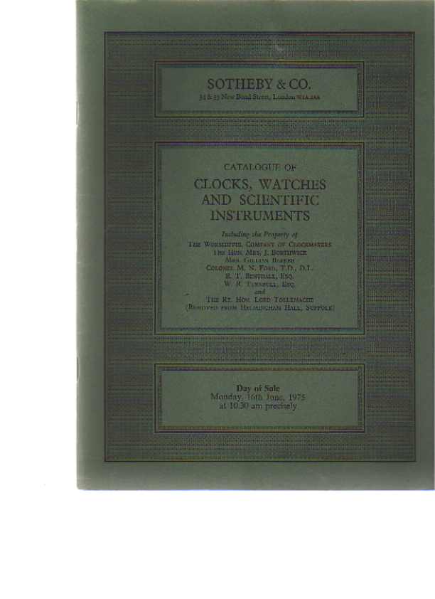 Sothebys 1975 Clocks, Watches, Scientific Instruments