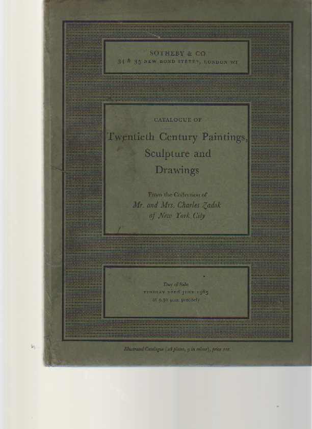 Sothebys 1965 20th Century Paintings, Sculpture & Drawings
