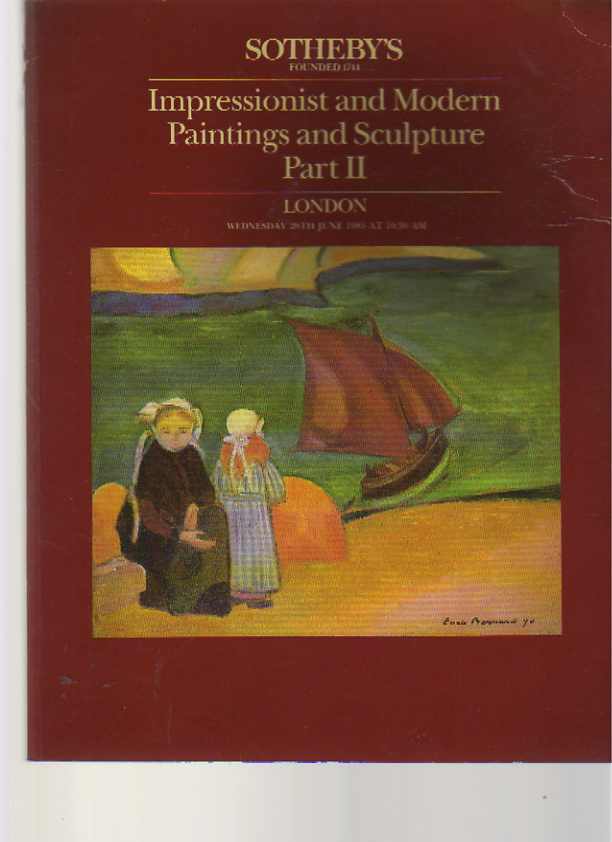 Sothebys June 1985 Impressionist, Modern Paintings, Sculpture Part II - Click Image to Close