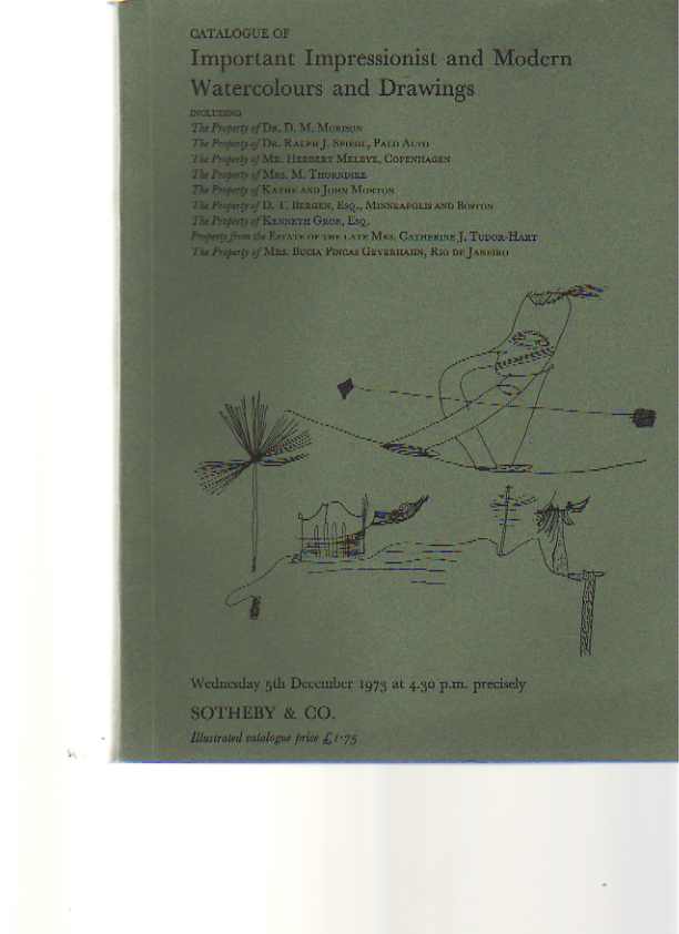 Sothebys December 1973 Important Impressionist & Modern Drawings