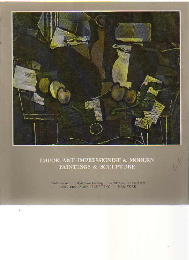 Sothebys 1974 Important Impressionist & Modern Paintings