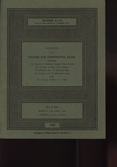 Sothebys April 1966 English & Continental Glass, Webb Coll. (Digital only)