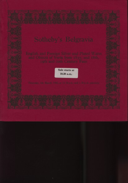 Sothebys 1980 English, Foreign Silver 18th to 20th Century Fans - Click Image to Close